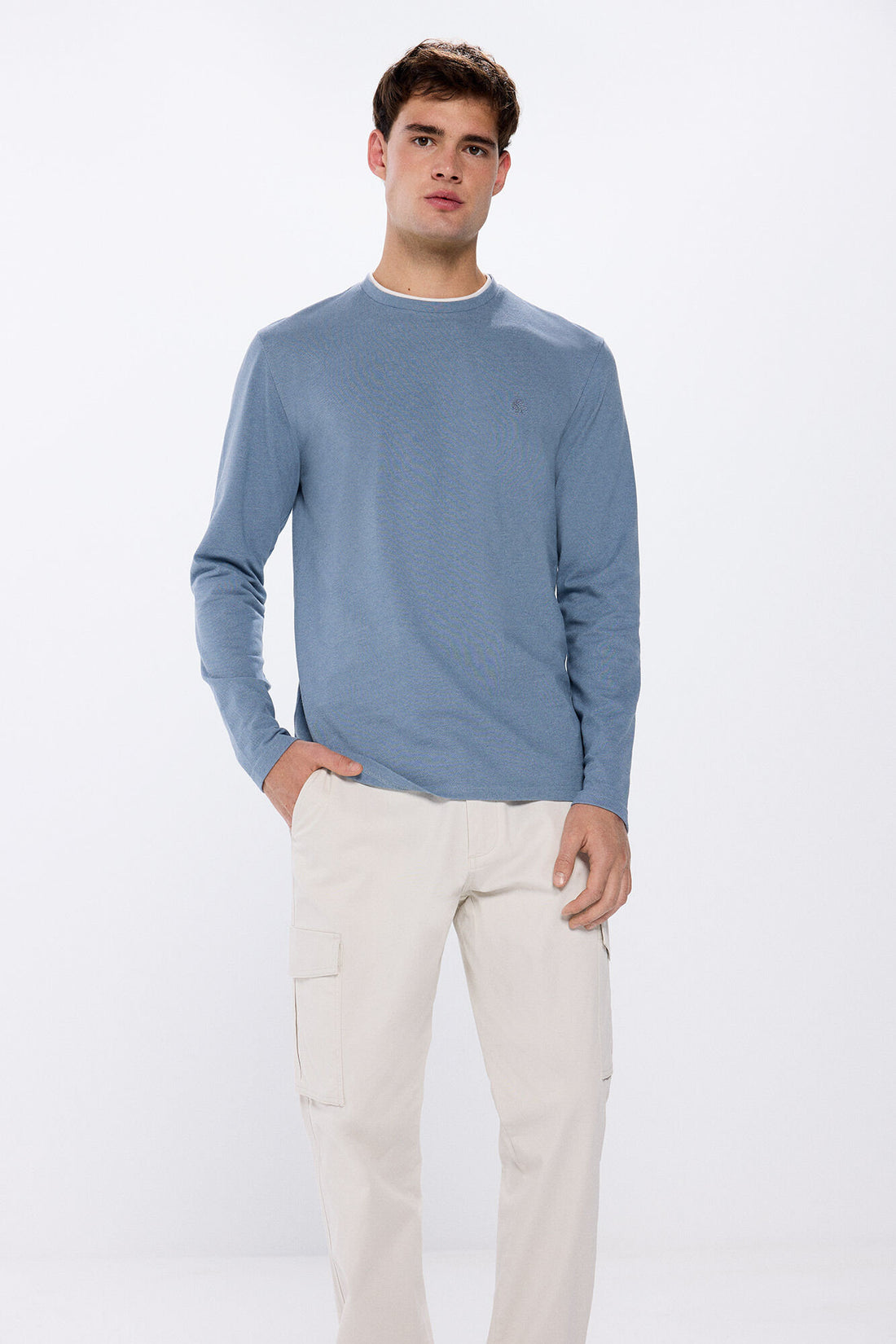 Double PiquŽ Long Sleeve T-Shirt_8838424_14_02