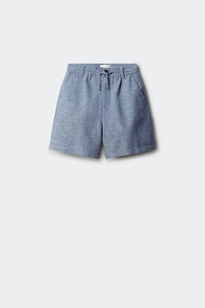 Springfield Blue Boys Linen Chinos Bermuda Shorts SKU: 8913001_18 Image 01