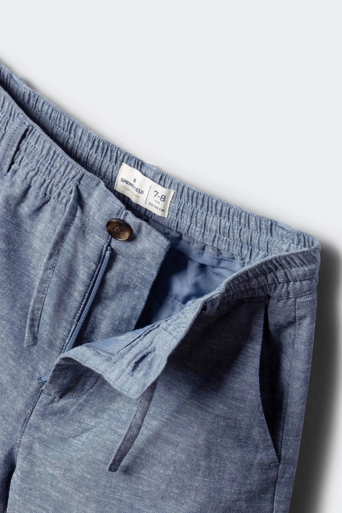 Springfield Blue Boys Linen Chinos Bermuda Shorts SKU: 8913001_18 Image 03