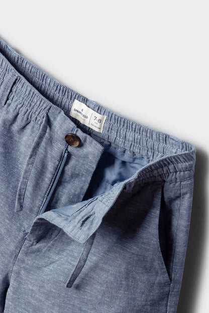 Springfield Blue Boys Linen Chinos Bermuda Shorts SKU: 8913001_18 Image 03