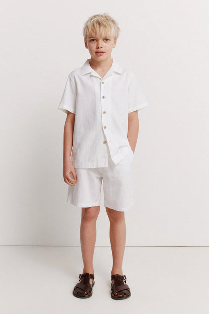 Springfield White Boys Linen Chinos Bermuda Shorts SKU: 8913001_99 Image 01