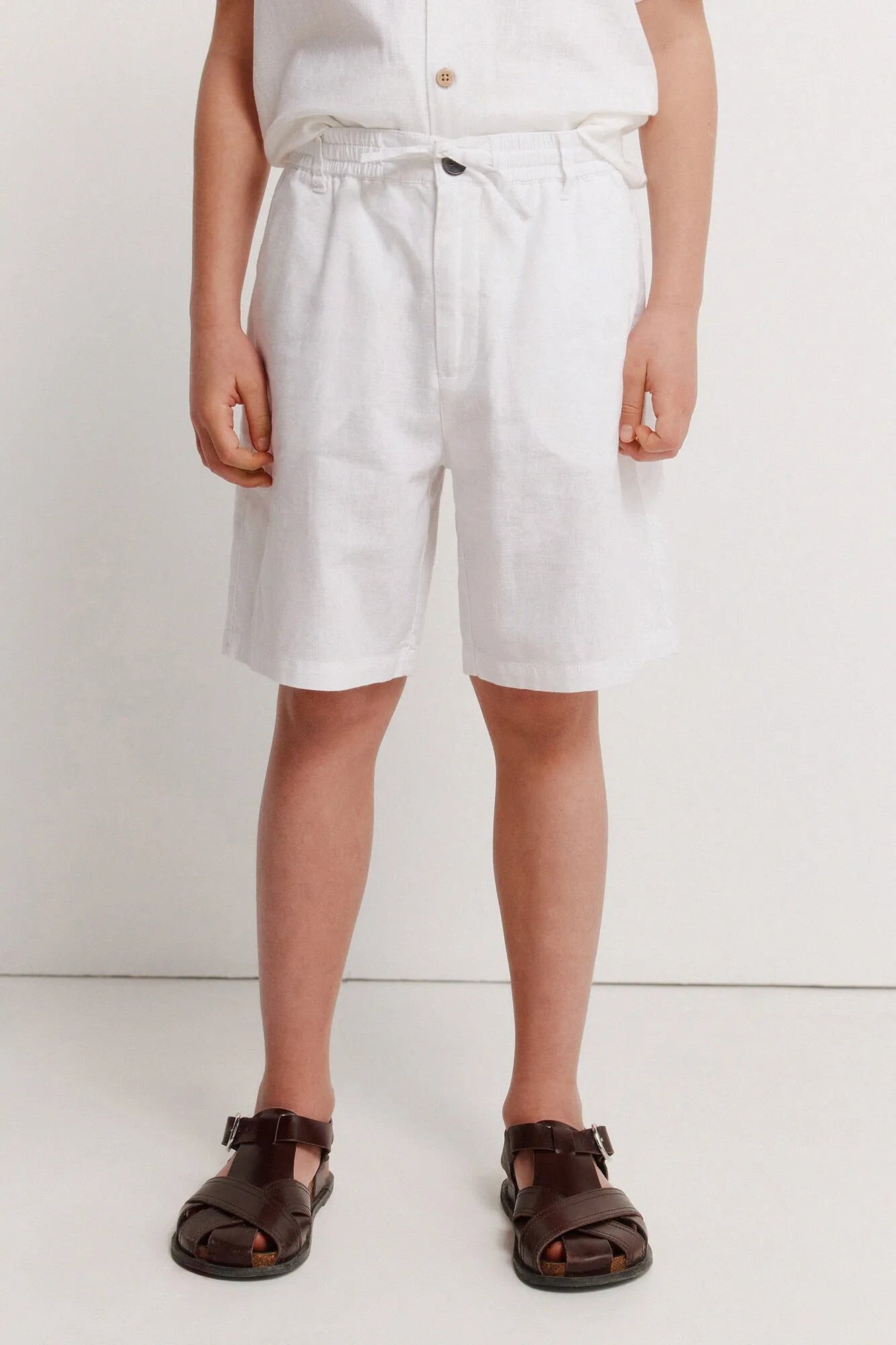 Springfield White Boys Linen Chinos Bermuda Shorts SKU: 8913001_99 Image 02