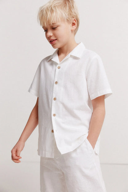 Springfield White Boys Linen Chinos Bermuda Shorts SKU: 8913001_99 Image 04