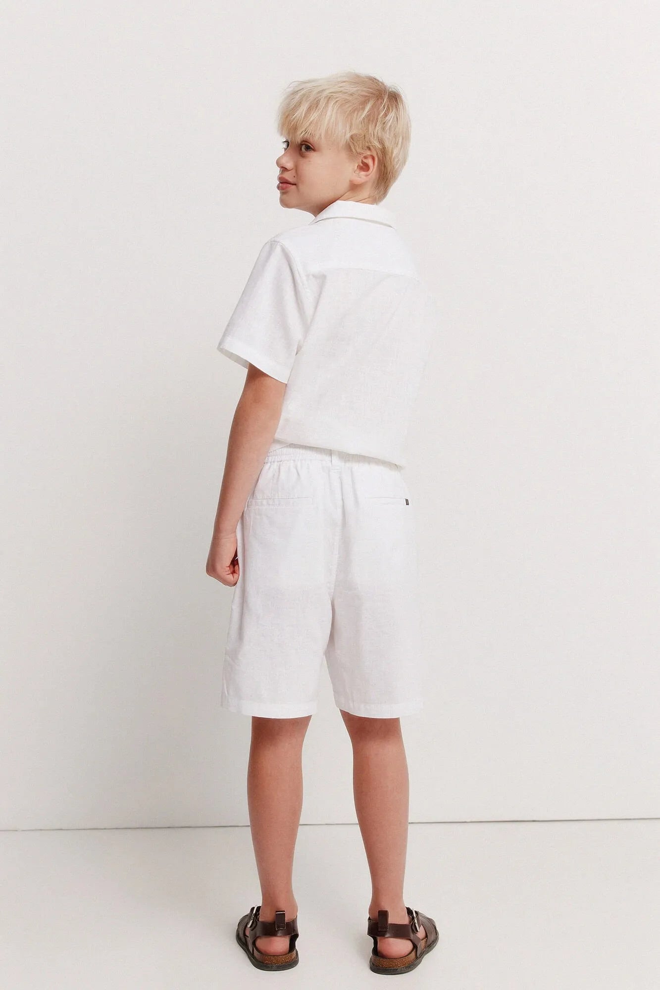 Springfield White Boys Linen Chinos Bermuda Shorts SKU: 8913001_99 Image 06
