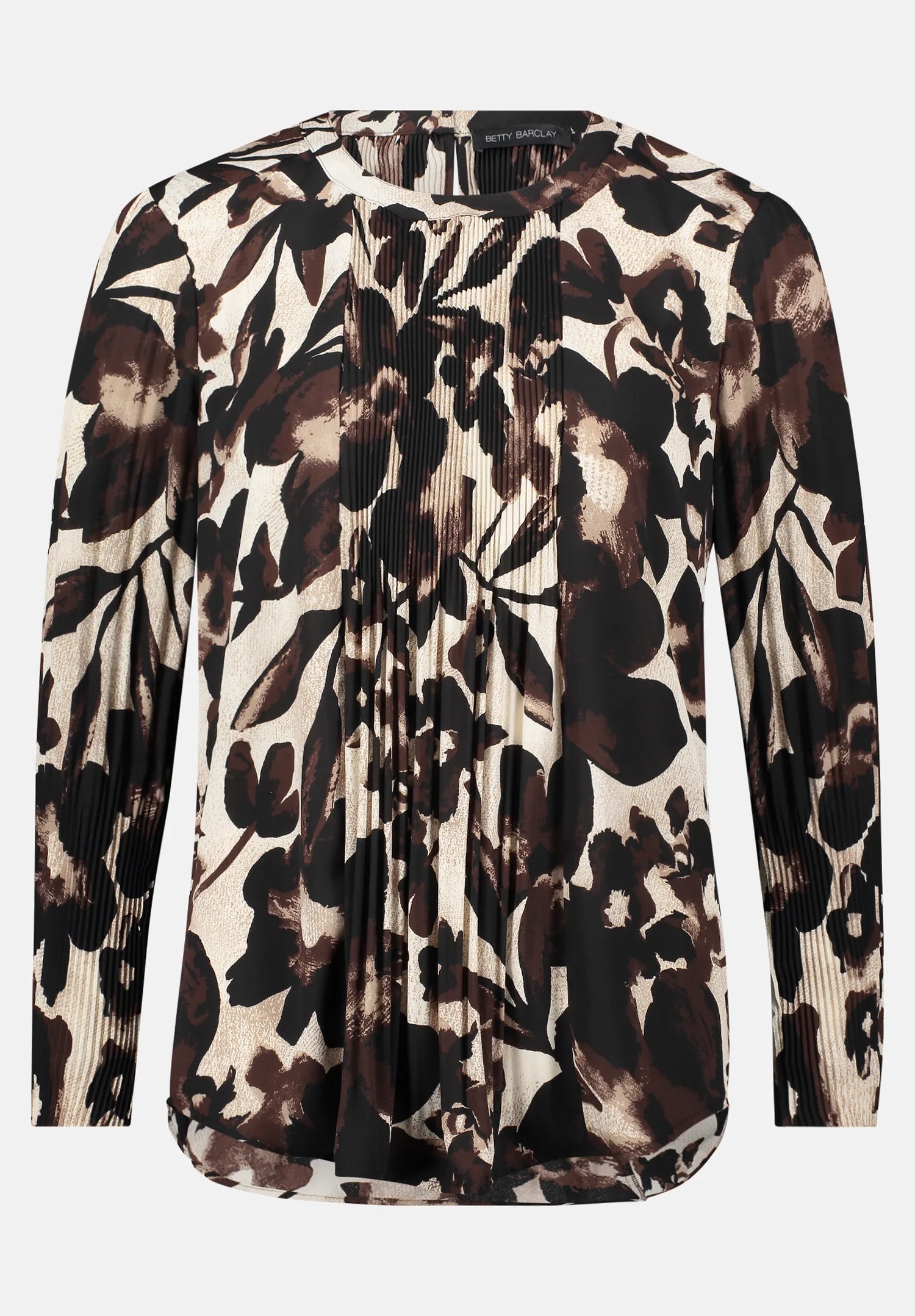 Betty Barclay_Beige/Brown_Slip Blouse with Pleats_8924-1623_7875_04