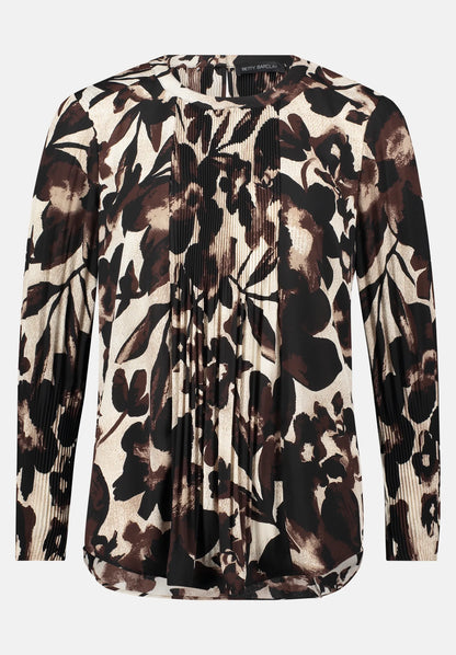 Betty Barclay_Beige/Brown_Slip Blouse with Pleats_8924-1623_7875_04