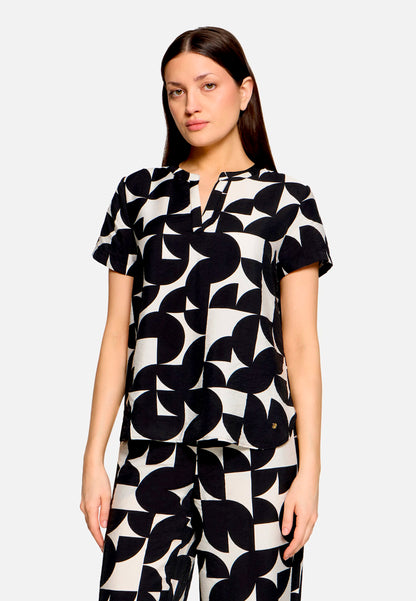 Betty Barclay Black/Cream Women Short-Sleeved Slip-On Blouse SKU: 8926-3370_9812 Image 01