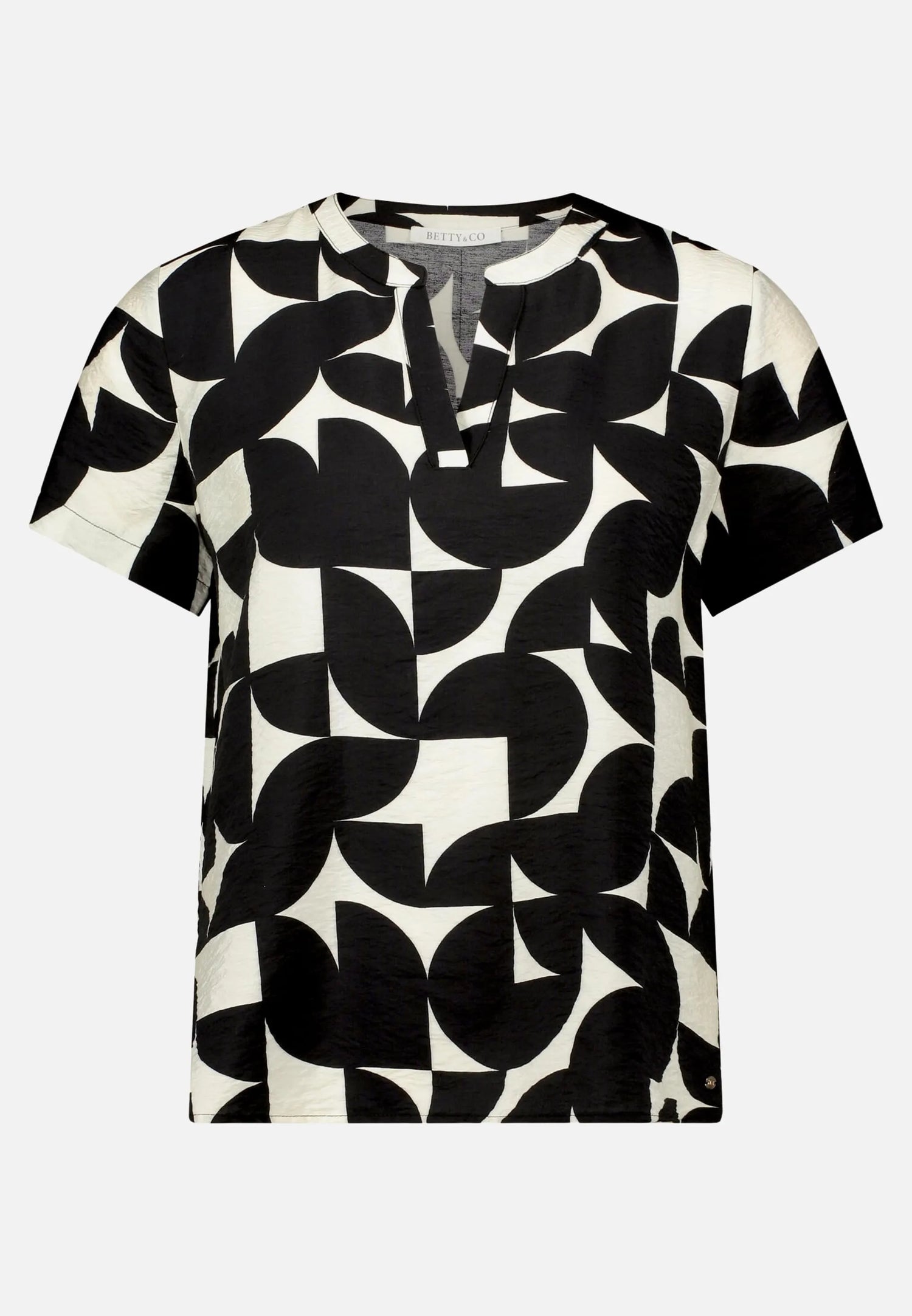 Betty Barclay Black/Cream Women Short-Sleeved Slip-On Blouse SKU: 8926-3370_9812 Image 04