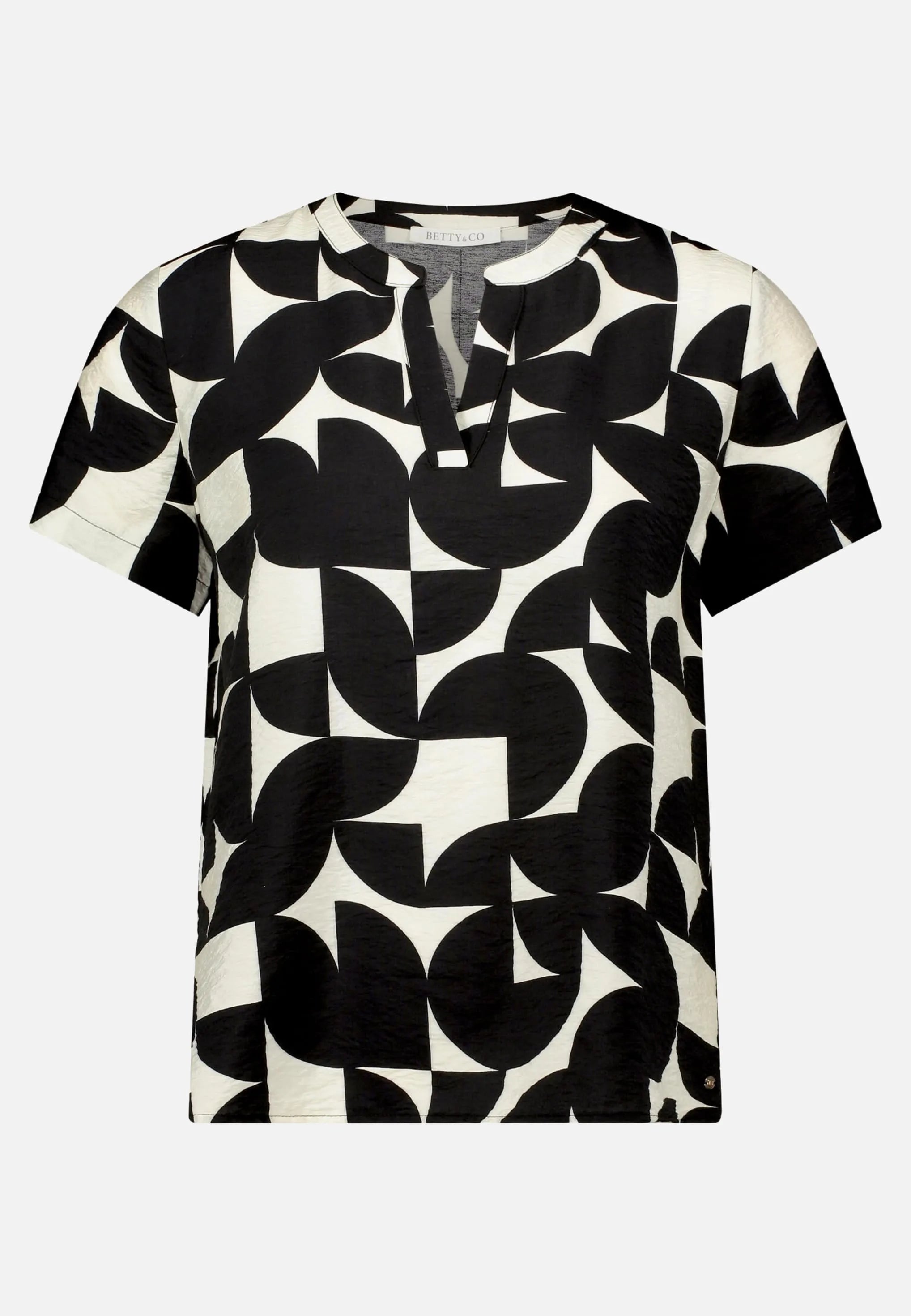 Betty Barclay Black/Cream Women Short-Sleeved Slip-On Blouse SKU: 8926-3370_9812 Image 04