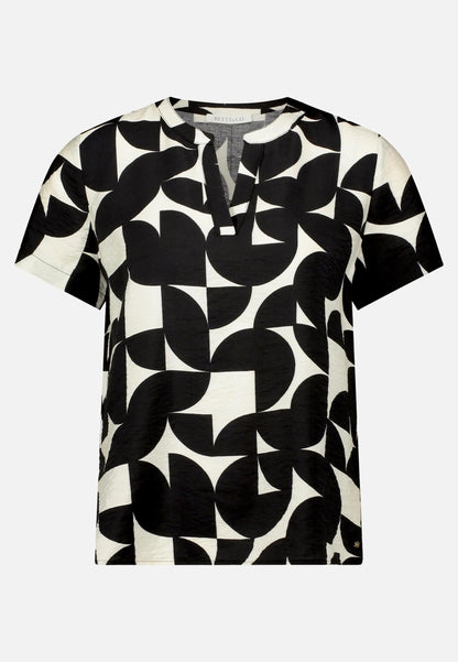 Betty Barclay Black/Cream Women Short-Sleeved Slip-On Blouse SKU: 8926-3370_9812 Image 04