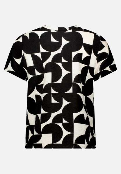 Betty Barclay Black/Cream Women Short-Sleeved Slip-On Blouse SKU: 8926-3370_9812 Image 05