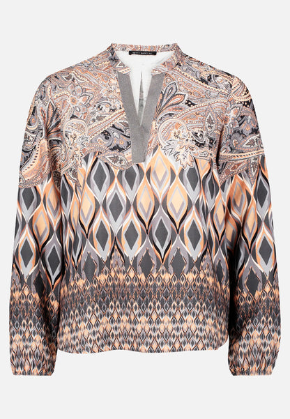 Betty Barclay_Grey/Beige_Long Blouse with Stand-Up Collar_8930-1100_9876_04