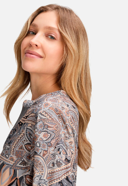 Betty Barclay_Grey/Beige_Long Blouse with Stand-Up Collar_8930-1100_9876_06