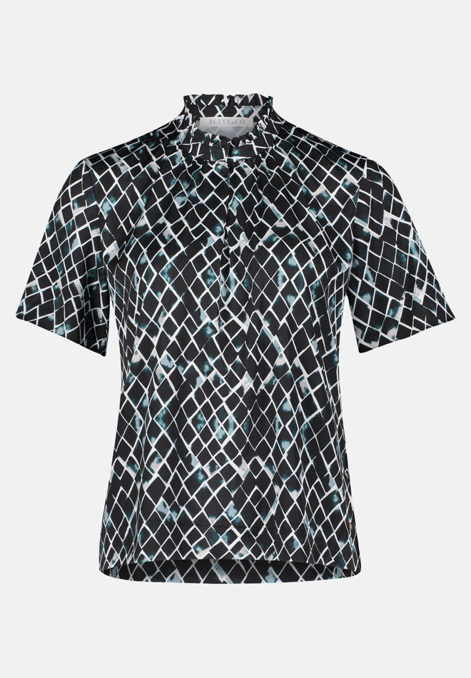 Betty Barclay_Mint/Black_Slip Blouse with Cap Sleeves_8933-3487_5809_04