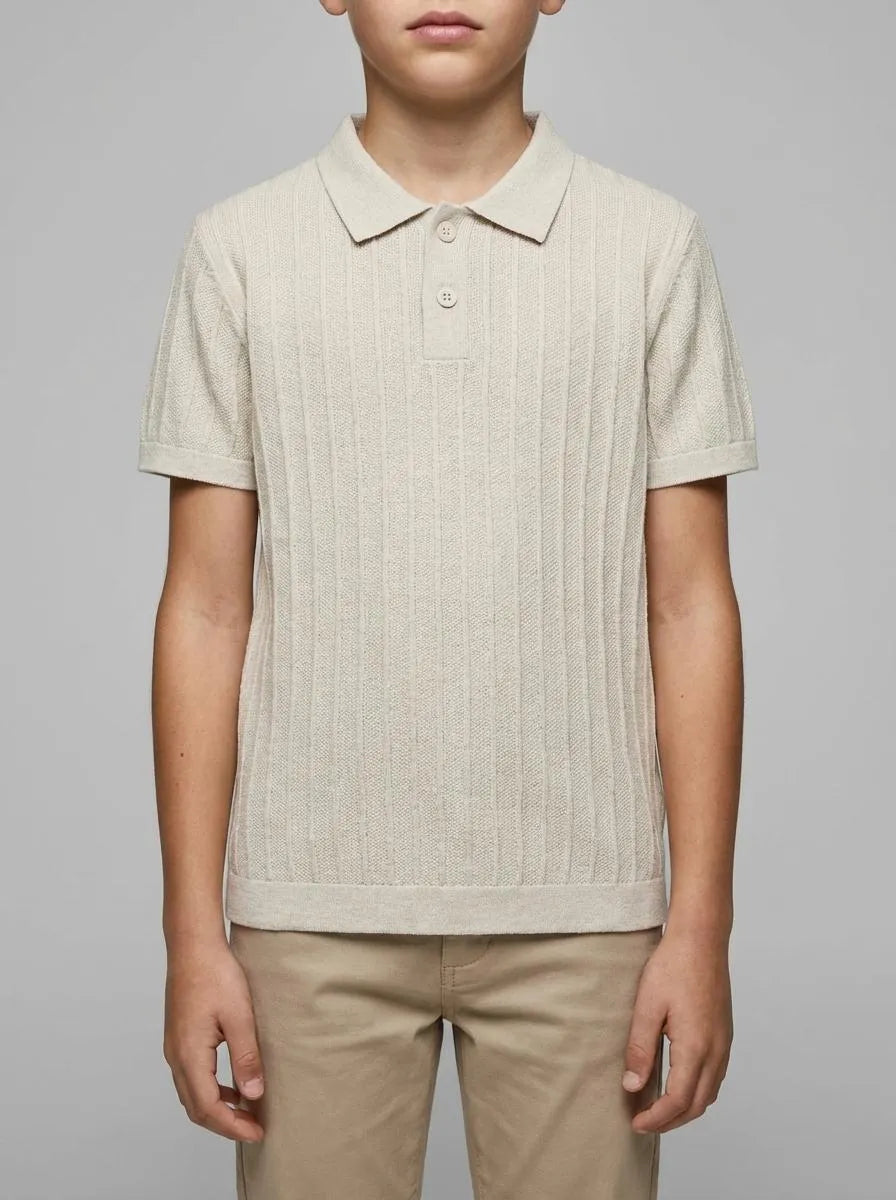 Springfield Gray Boys Knit Short Sleeve Polo Shirt SKU: 8933039_48 Image 00