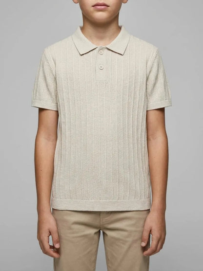Springfield Gray Boys Knit Short Sleeve Polo Shirt SKU: 8933039_48 Image 00