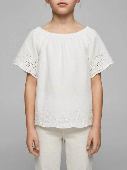 Springfield White Girls Embroidered Blouse SKU: 8943202_99 Image 00