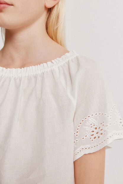 Springfield White Girls Embroidered Blouse SKU: 8943202_99 Image 02