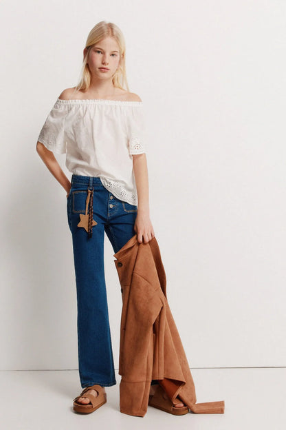 Springfield White Girls Embroidered Blouse SKU: 8943202_99 Image 03