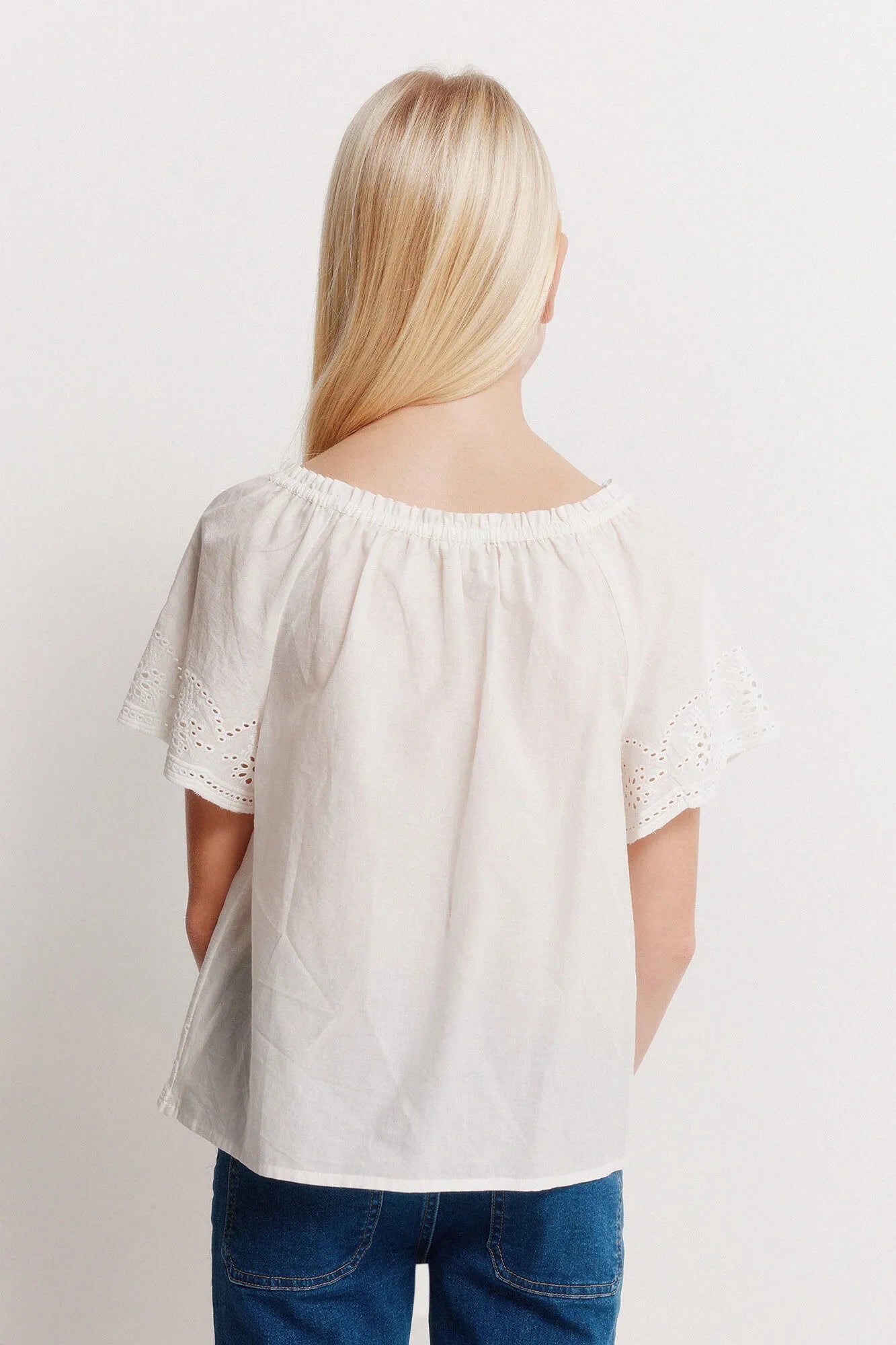 Springfield White Girls Embroidered Blouse SKU: 8943202_99 Image 05