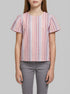 Springfield Purple Girls Striped Lurex Short Sleeve Blouse SKU: 8943205_76 Image 00