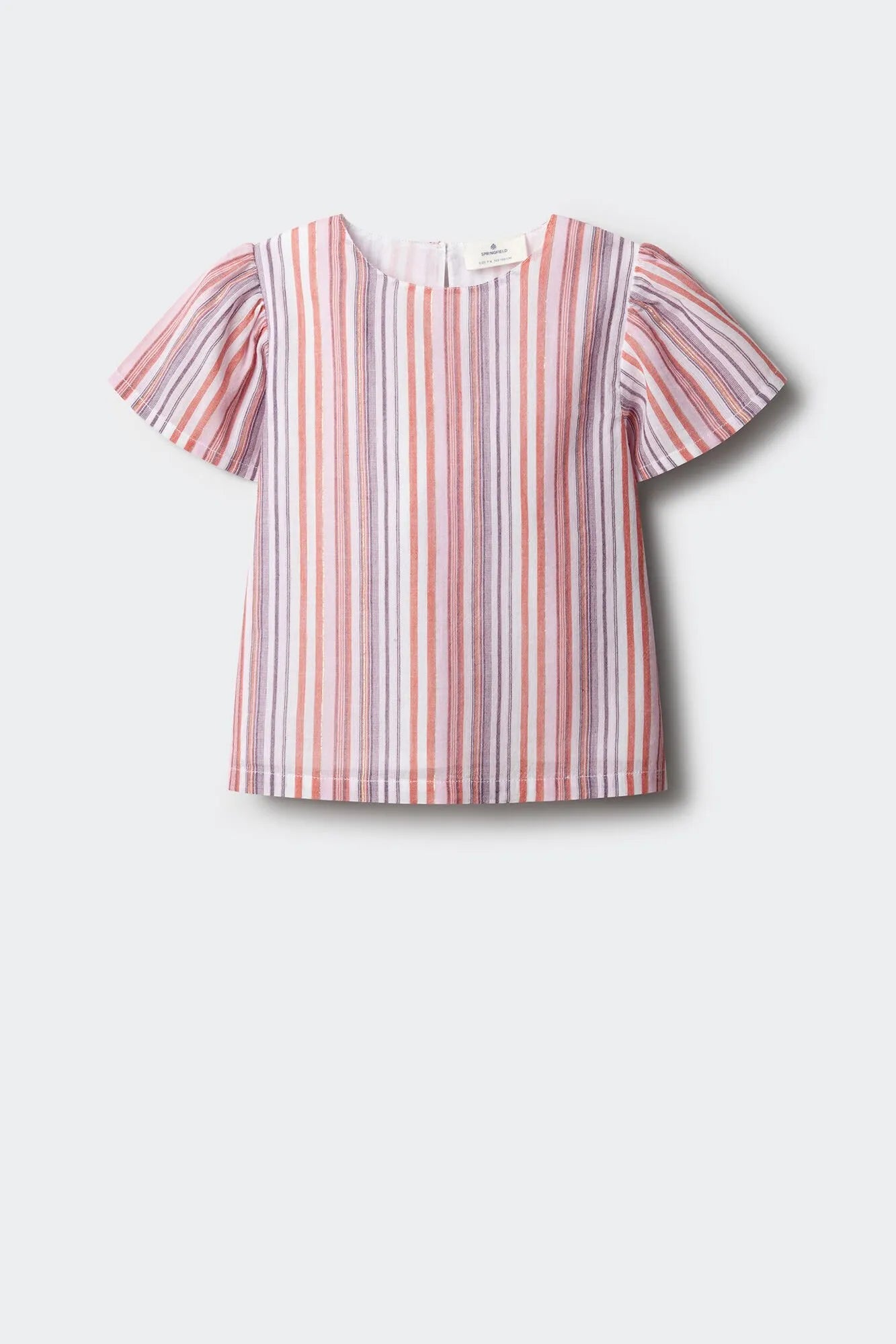 Springfield Purple Girls Striped Lurex Short Sleeve Blouse SKU: 8943205_76 Image 07