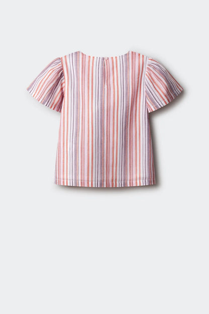 Springfield Purple Girls Striped Lurex Short Sleeve Blouse SKU: 8943205_76 Image 08