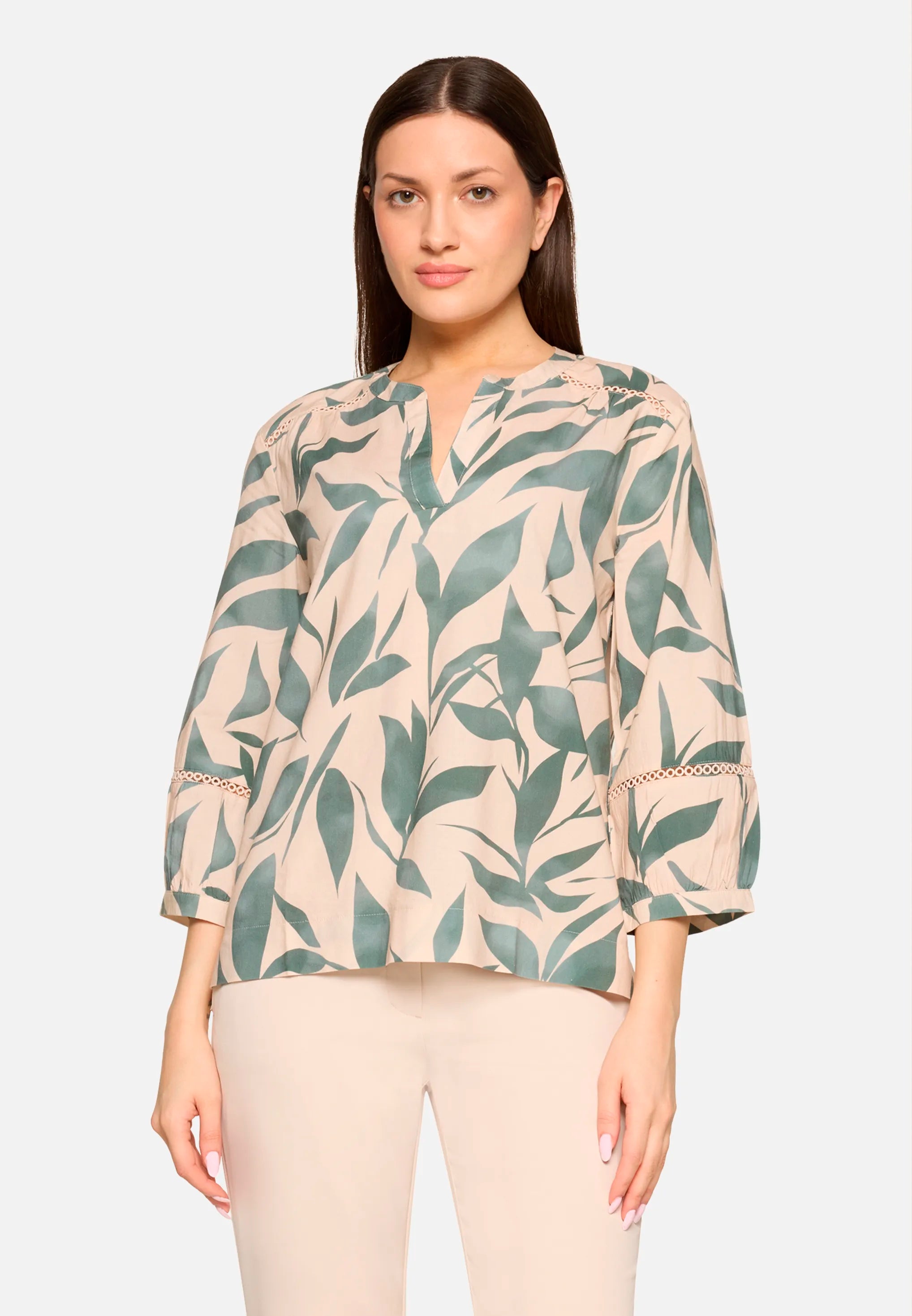 Betty Barclay Nature/Green Women Slip-On Blouse with 3/4 Sleeves SKU: 8986-3167_1858 Image 01