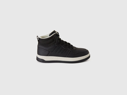 High-Top Sneakers in Imitation Leather and Mesh_8H6DCD01D_100_01