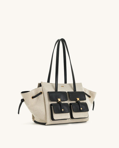 JW PEI Black Canvas Women Linda Tote Bag - Black Canvas SKU: 8T001-12_Black Canvas Image 02