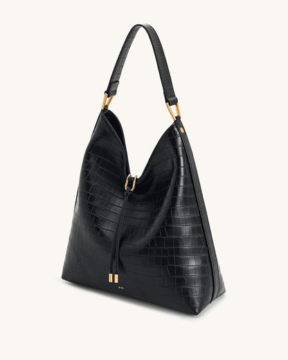 JW PEI Black Croc Women Aria Shoulder Bag - Black Croc SKU: 8T026-11_Black Croc Image 02