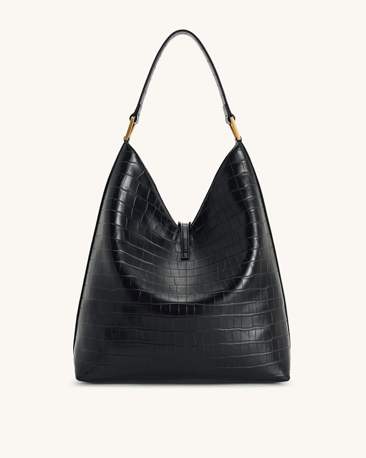 JW PEI Black Croc Women Aria Shoulder Bag - Black Croc SKU: 8T026-11_Black Croc Image 03