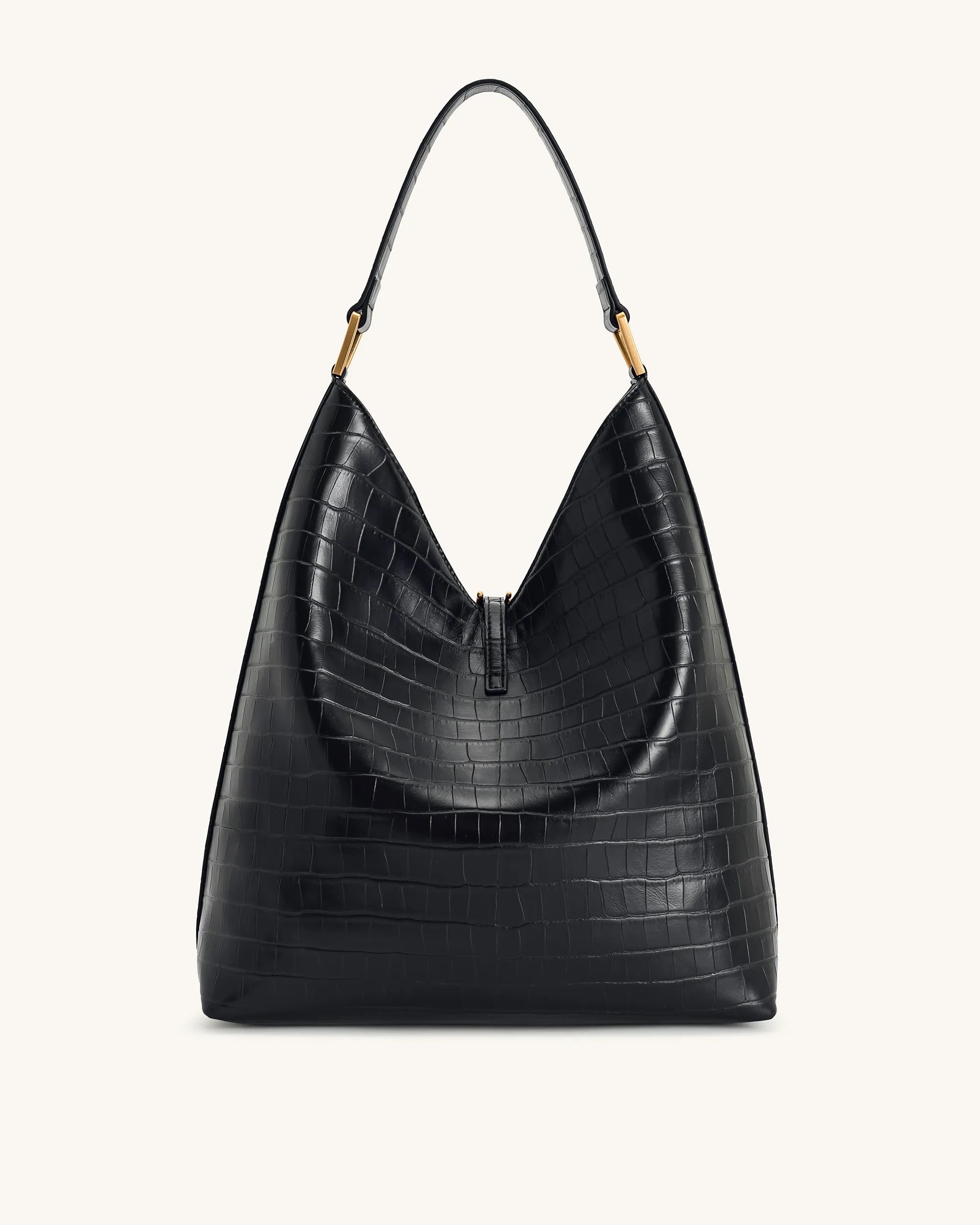 JW PEI Black Croc Women Aria Shoulder Bag - Black Croc SKU: 8T026-11_Black Croc Image 03