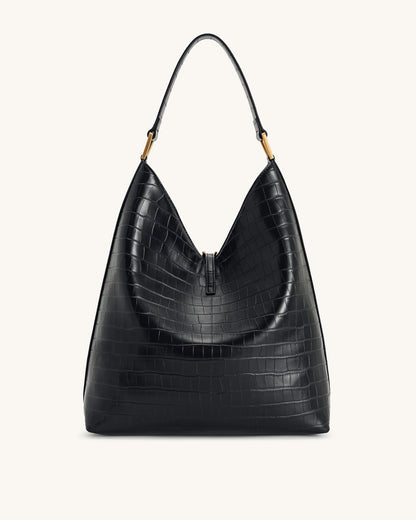 JW PEI Black Croc Women Aria Shoulder Bag - Black Croc SKU: 8T026-11_Black Croc Image 03