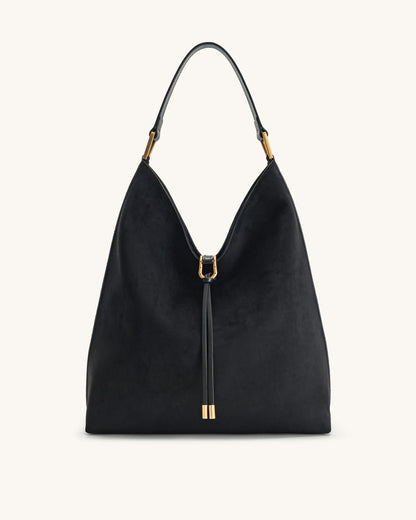 JW PEI Black Women Aria Faux Suede Shoulder Bag - Black SKU: 8T026-1_Black Image 01