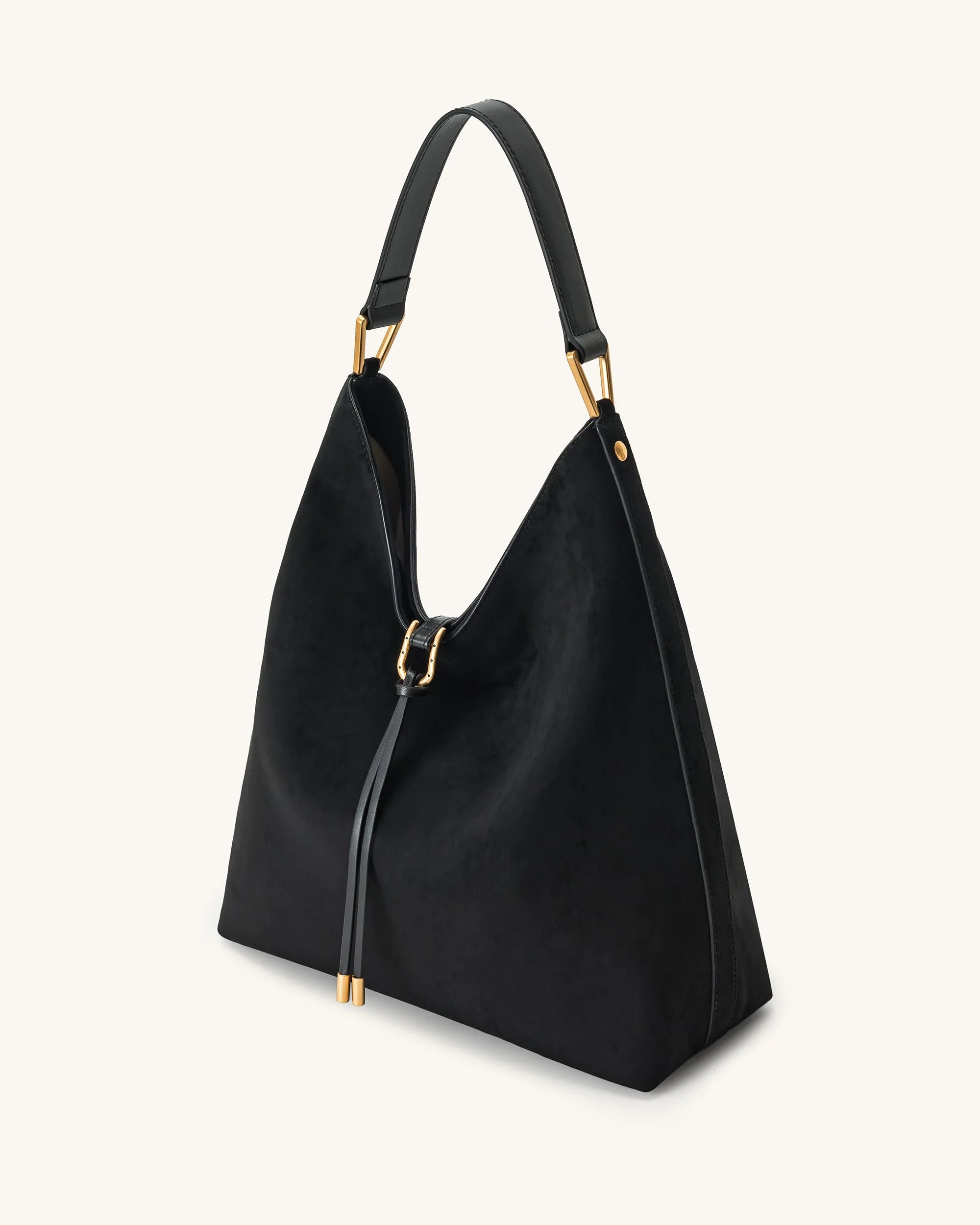 JW PEI Black Women Aria Faux Suede Shoulder Bag - Black SKU: 8T026-1_Black Image 02