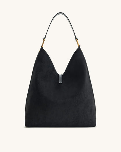 JW PEI Black Women Aria Faux Suede Shoulder Bag - Black SKU: 8T026-1_Black Image 03