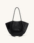 JW PEI Black Women Nala Wide Weave Texture Tote Bag - Black SKU: 8T030-1_Black Image 01
