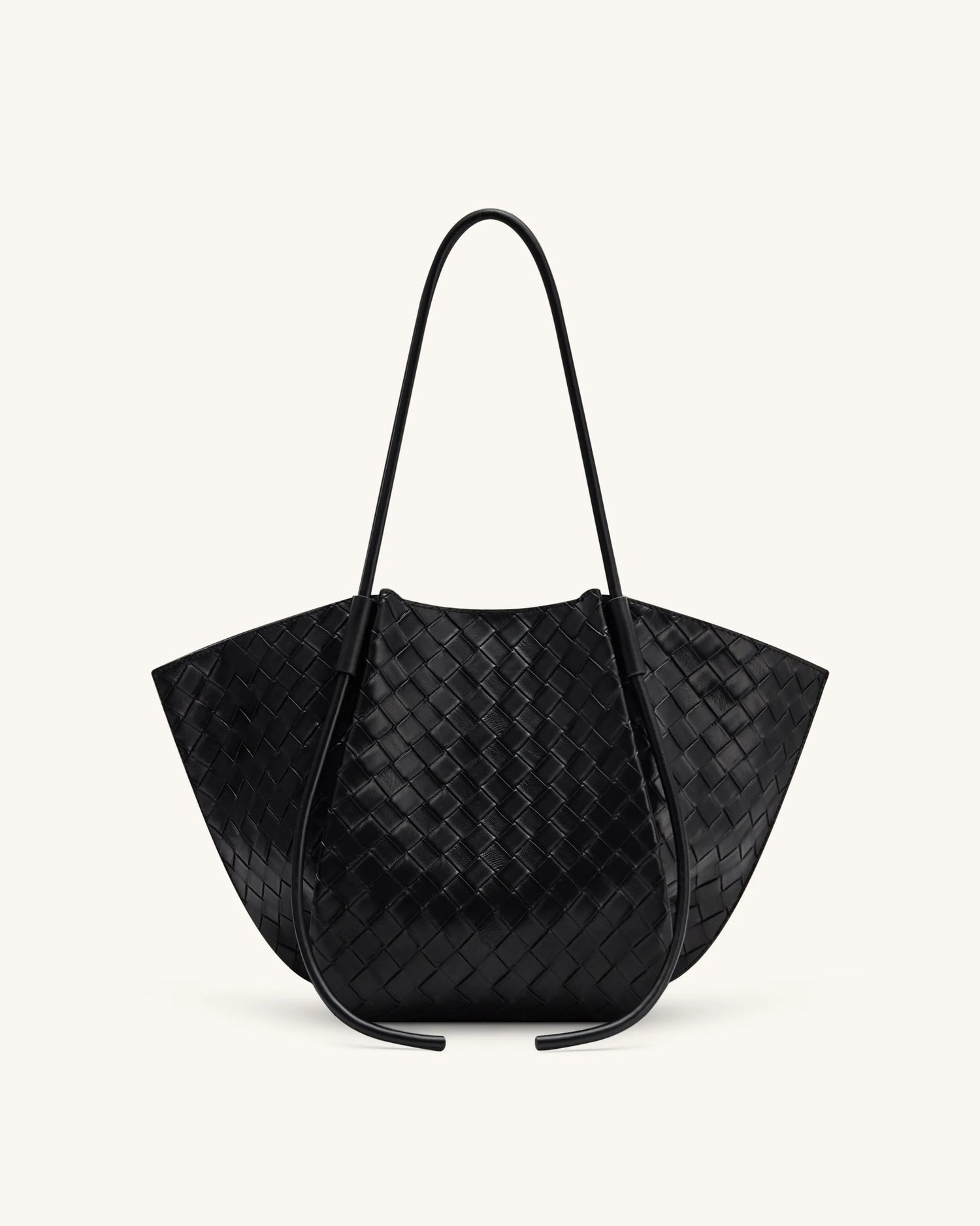 JW PEI Black Women Nala Wide Weave Texture Tote Bag - Black SKU: 8T030-1_Black Image 03