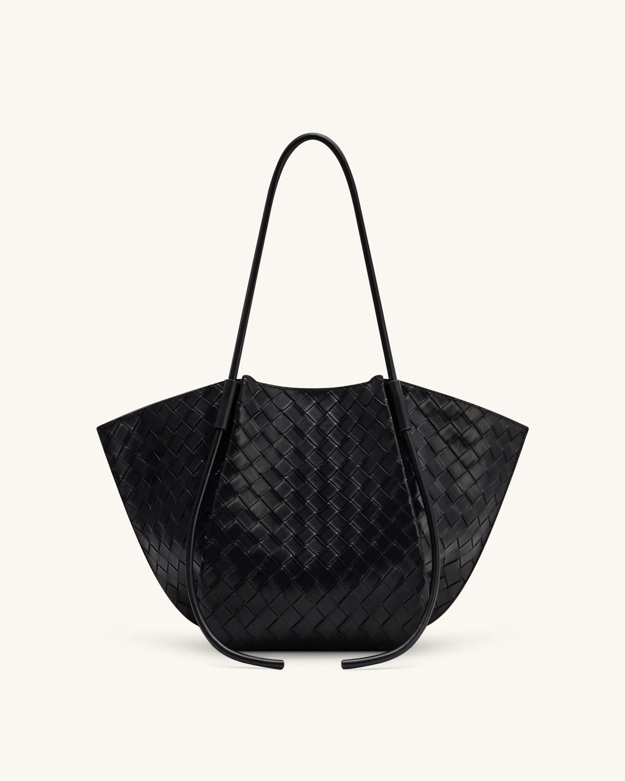 JW PEI Black Women Nala Wide Weave Texture Tote Bag - Black SKU: 8T030-1_Black Image 03