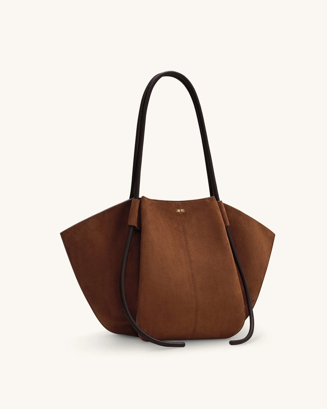 JW PEI Brown Women Nala Faux Suede Wide Tote Bag - Brown SKU: 8T030-33_Brown Image 02