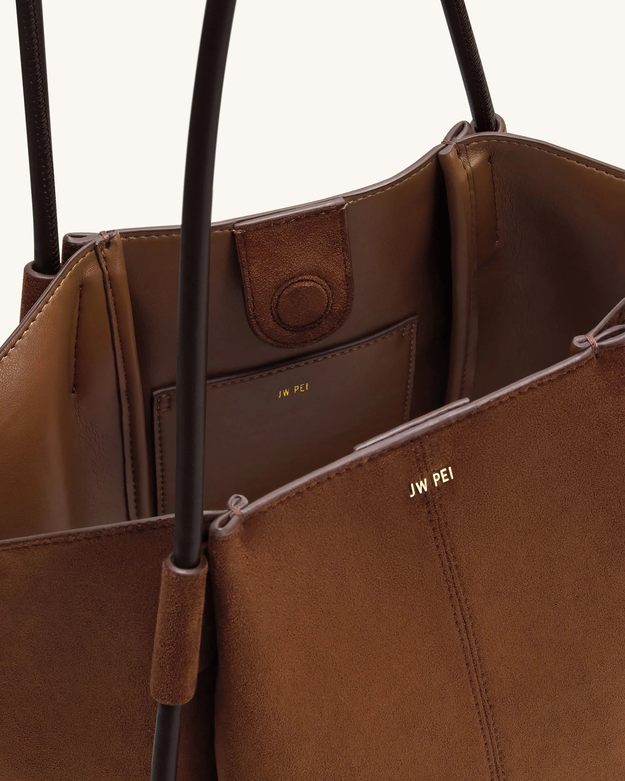 JW PEI Brown Women Nala Faux Suede Wide Tote Bag - Brown SKU: 8T030-33_Brown Image 04
