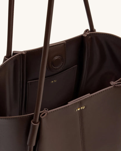 JW PEI Deep Brown Women Nala Wide Tote Bag - Deep Brown SKU: 8T030-35_Deep Brown Image 04