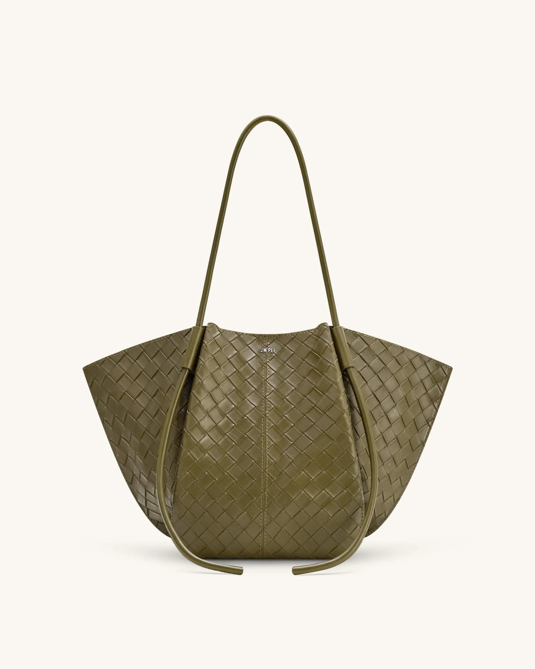 JW PEI Olive Green  Nala Wide Weave Texture Tote Bag  SKU: 8T030-7_Olive Green Image 01