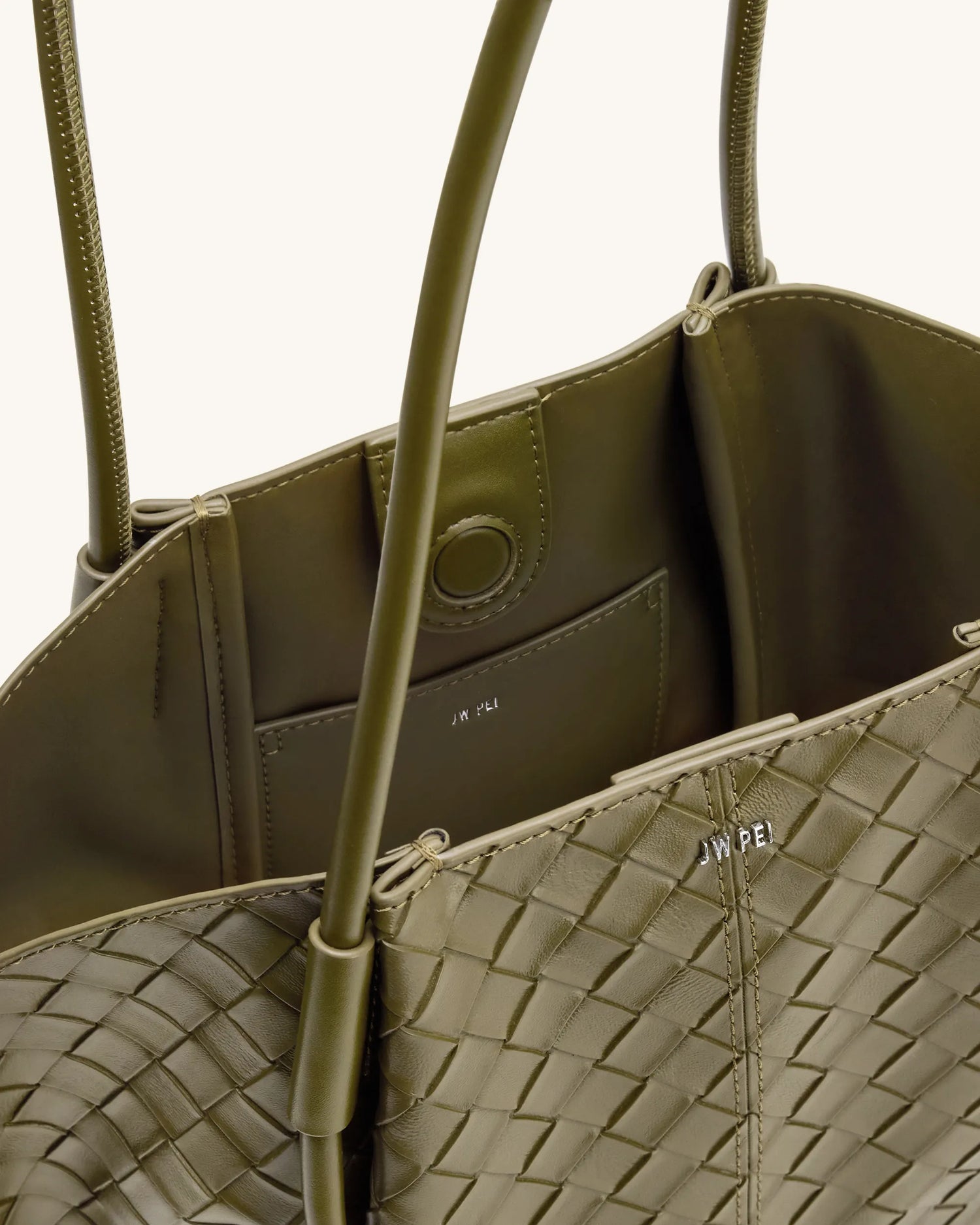 JW PEI Olive Green  Nala Wide Weave Texture Tote Bag  SKU: 8T030-7_Olive Green Image 04