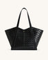 JW PEI Black Women Kiana Large Capacity Weave Texture Tote Bag - Black SKU: 8T032-11_Black Image 01