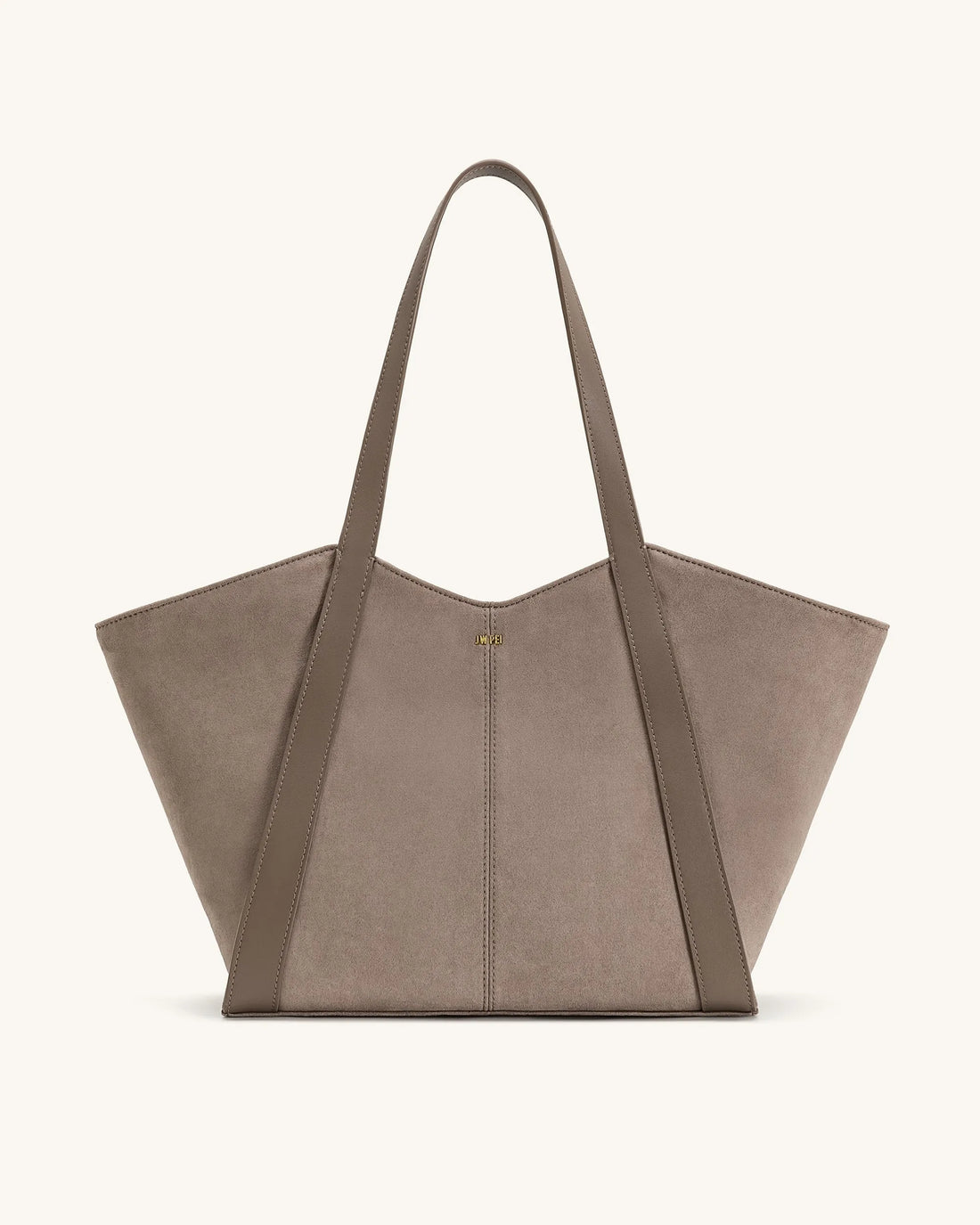 JW PEI Taupe Women Kiana Large Capacity Faux Suede Tote Bag - Taupe SKU: 8T032-9_Taupe Image 01