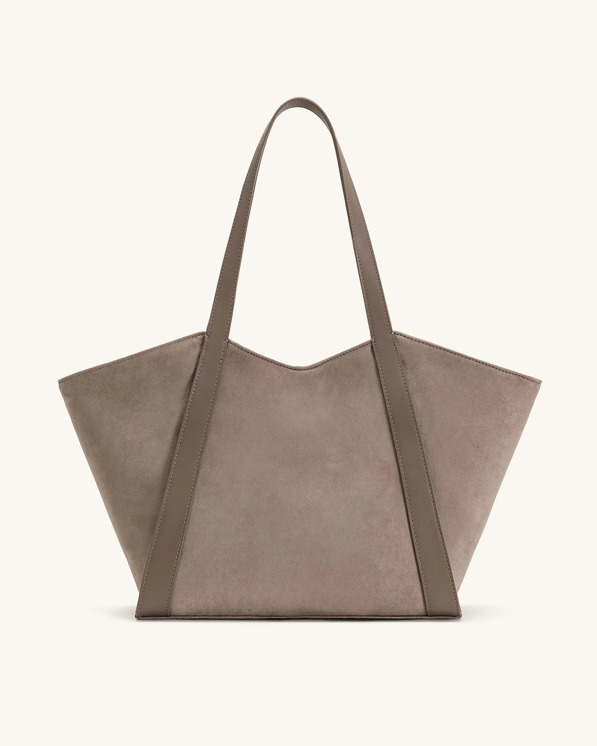 JW PEI Taupe Women Kiana Large Capacity Faux Suede Tote Bag - Taupe SKU: 8T032-9_Taupe Image 03