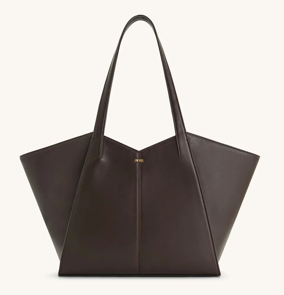 JW Pei Dark Brown Women Kiana Extra Large Capacity Tote Bag SKU: 8T032X001-32W_Dark Brown Image 01