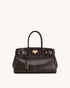 JW PEI Dark Brown Women Ziva Metal Lock Decoration Tote Bag - Dark Brown SKU: 8T052-31_Dark Brown Image 01
